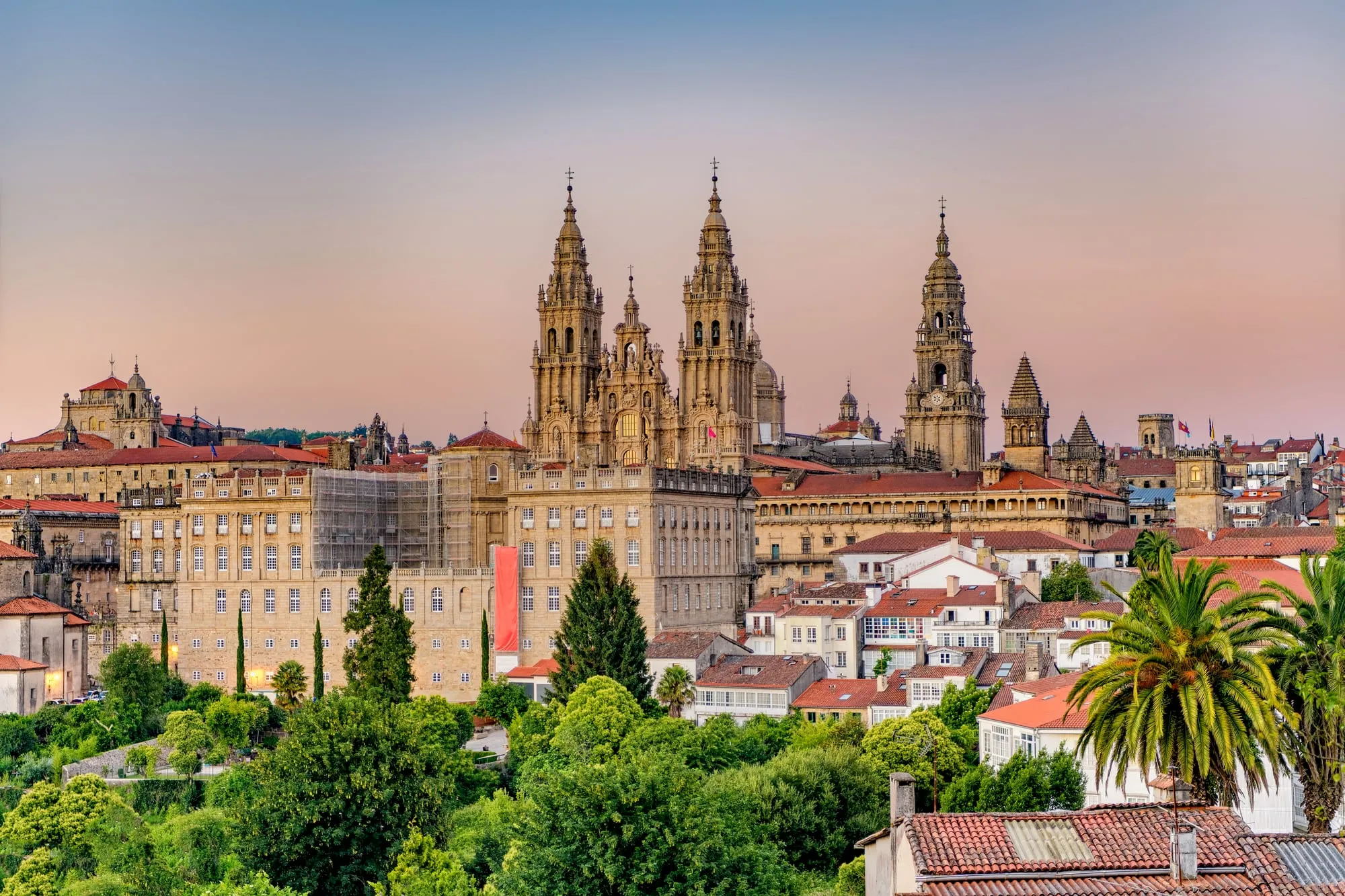 Abendstimmung an der Kathedrale von Santiago de Compostela